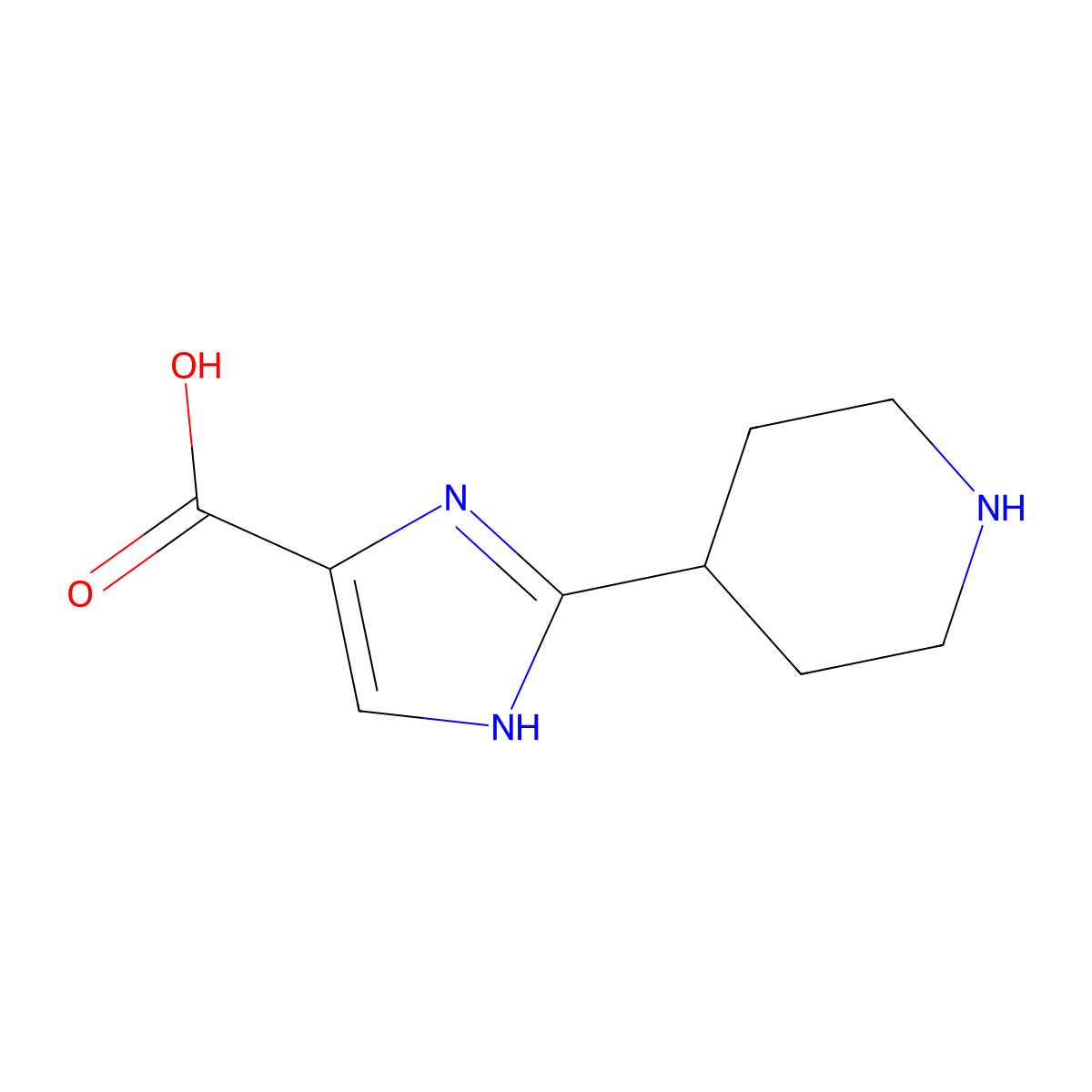 2-(piperidin-4-yl)-1H-imidazole-5-carboxylic acid molecular structure, CAS 1367956-56-6
