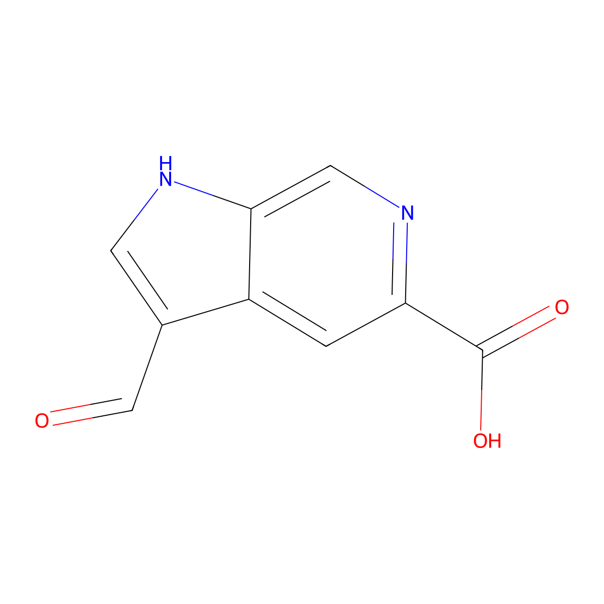 3-formyl-1H-pyrrolo[2,3-c]pyridine-5-carboxylic acid molecular structure, CAS 1367963-86-7