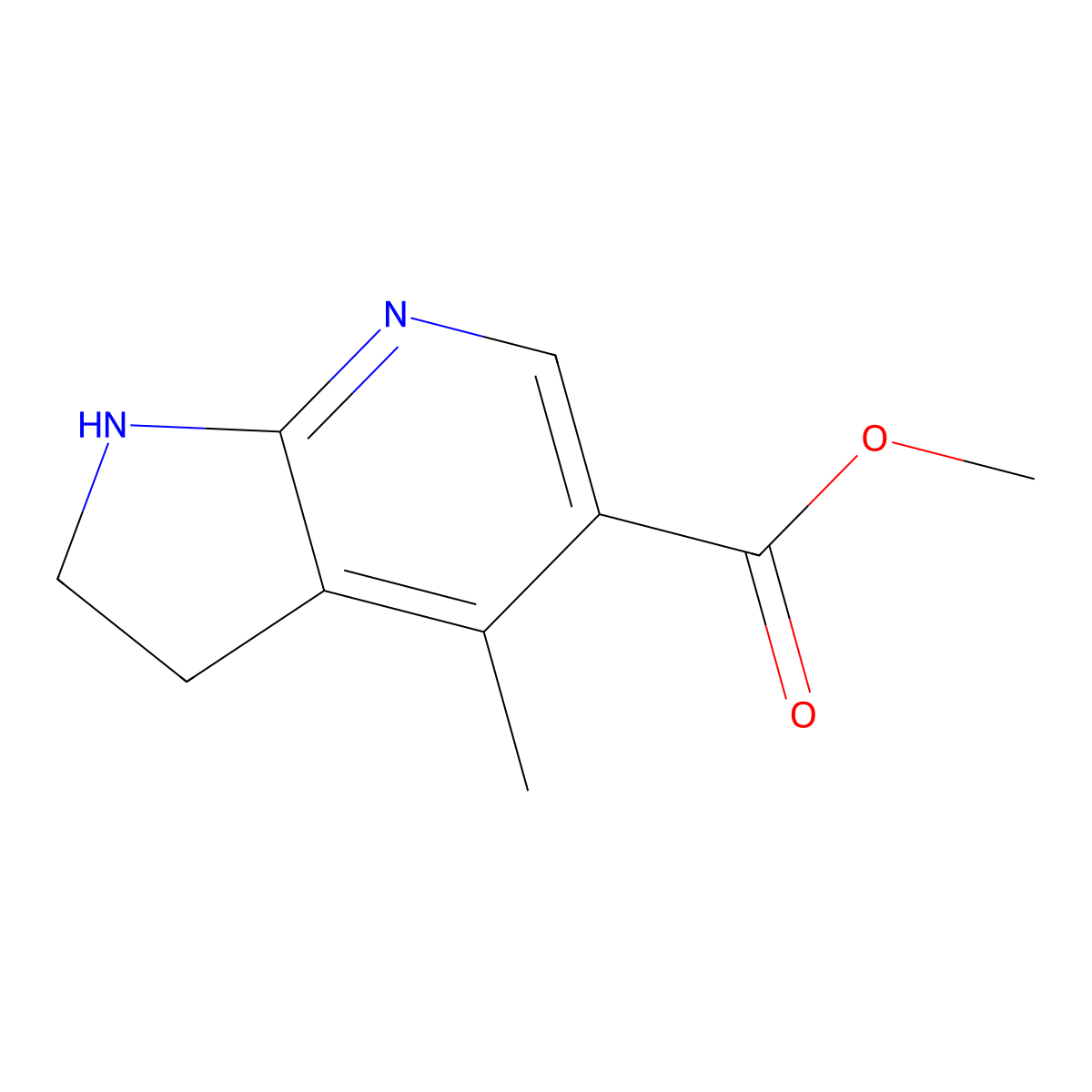 methyl 4-methyl-1H,2H,3H-pyrrolo[2,3-b]pyridine-5-carboxylate molecular structure, CAS 1367968-14-6