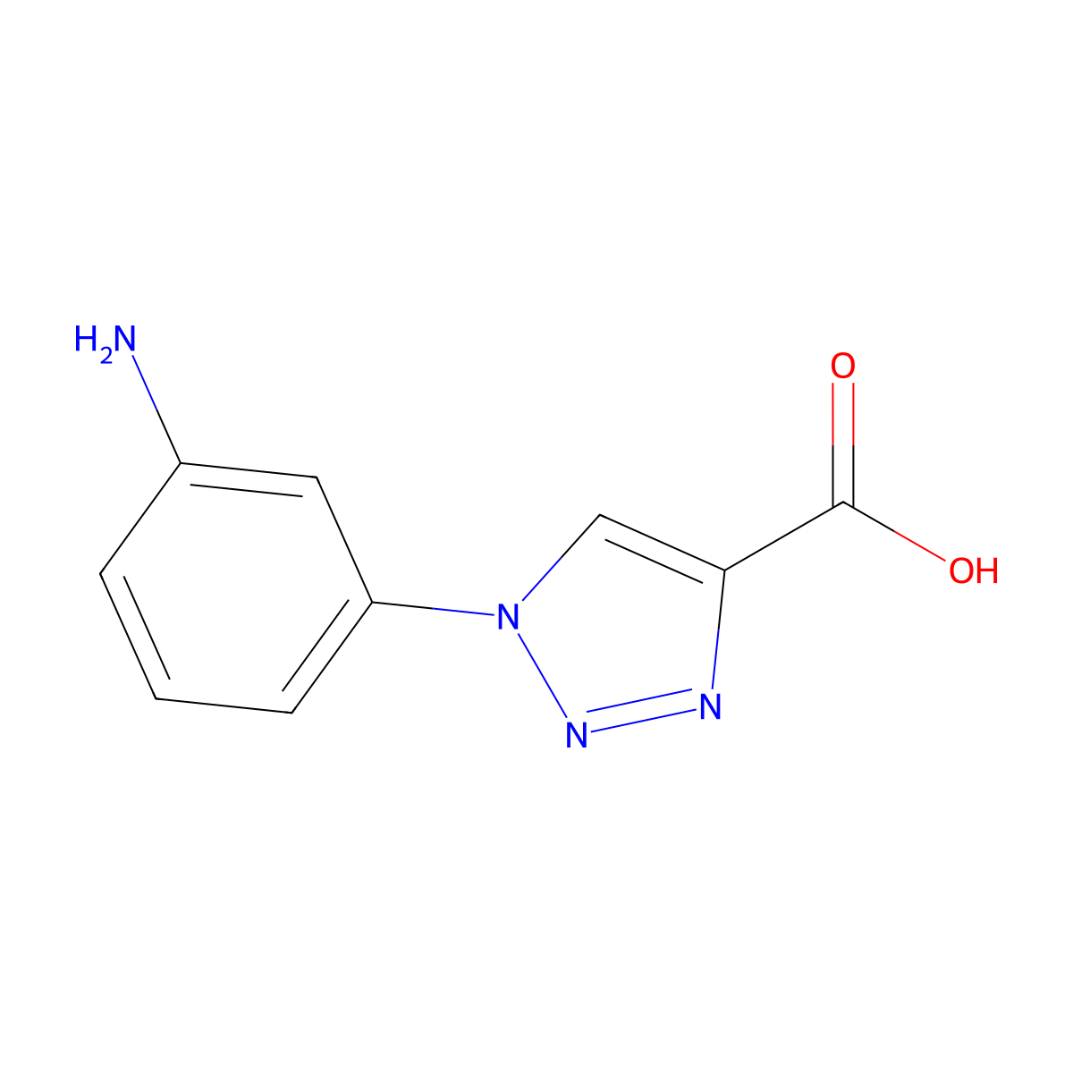 1-(3-aminophenyl)-1H-1,2,3-triazole-4-carboxylic acid molecular structure, CAS 1367969-00-3