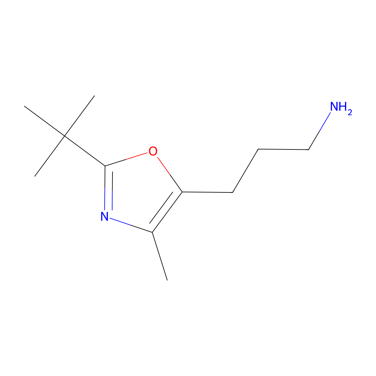 3-(2-Tert-butyl-4-methyl-1,3-oxazol-5-yl)propan-1-amine molecular structure, CAS 1367970-88-4