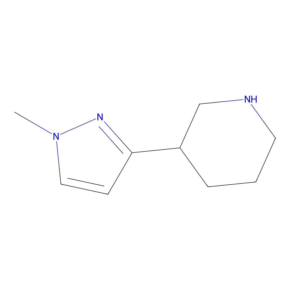 3-(1-methyl-1H-pyrazol-3-yl)piperidine molecular structure, CAS 1367977-59-0