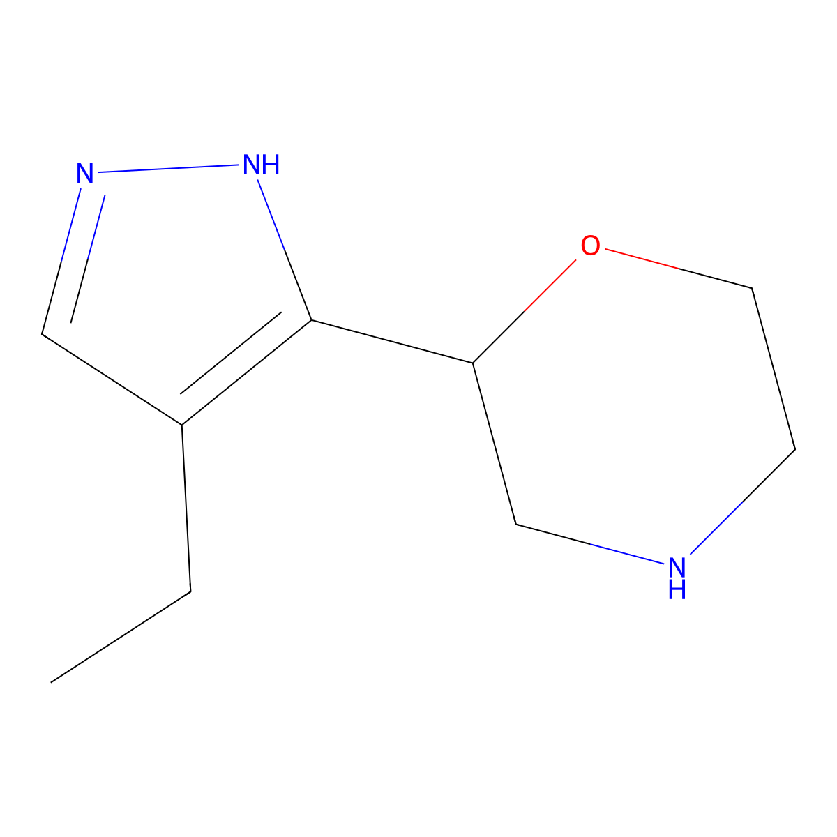 2-(4-ethyl-1H-pyrazol-3-yl)morpholine molecular structure, CAS 1367977-62-5