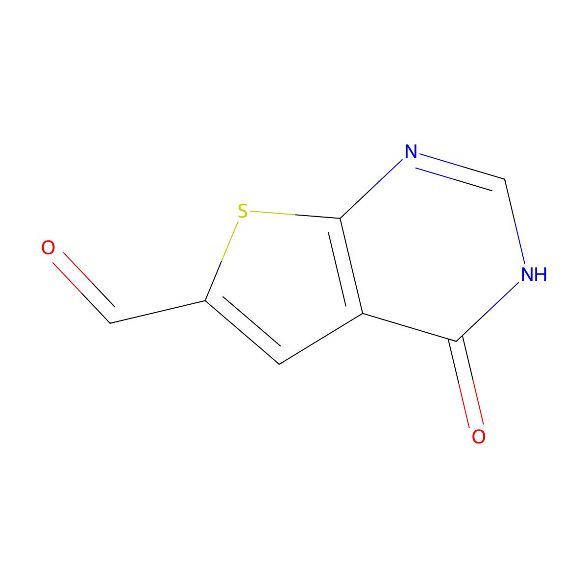 4-oxo-3H,4H-thieno[2,3-d]pyrimidine-6-carbaldehyde molecular structure, CAS 1367985-30-5