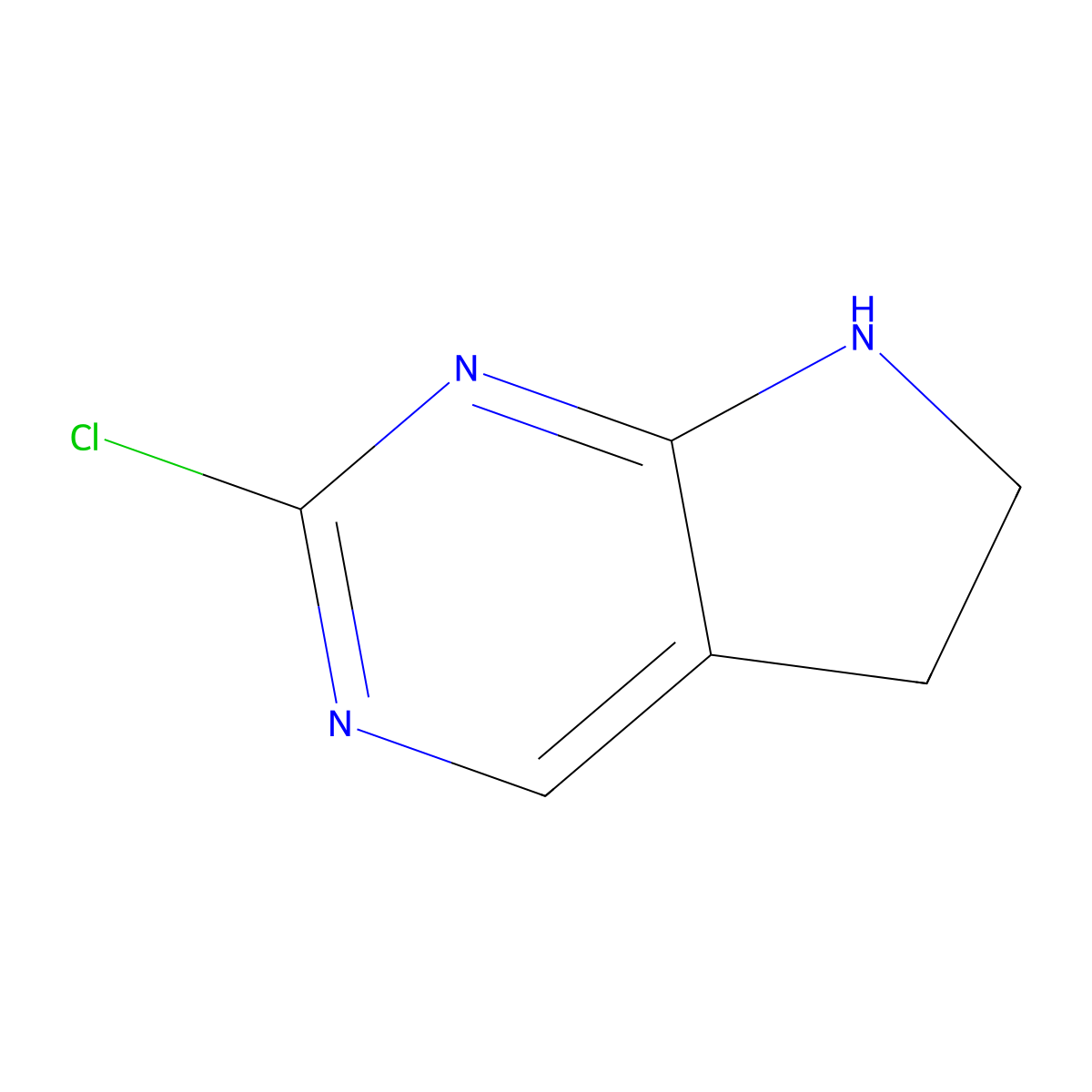 2-Chloro-6,7-dihydro-5H-pyrrolo[2,3-d]pyrimidine molecular structure, CAS 1367986-07-9