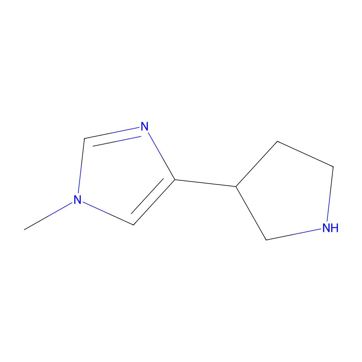 1-methyl-4-(pyrrolidin-3-yl)-1H-imidazole molecular structure, CAS 1367987-71-0