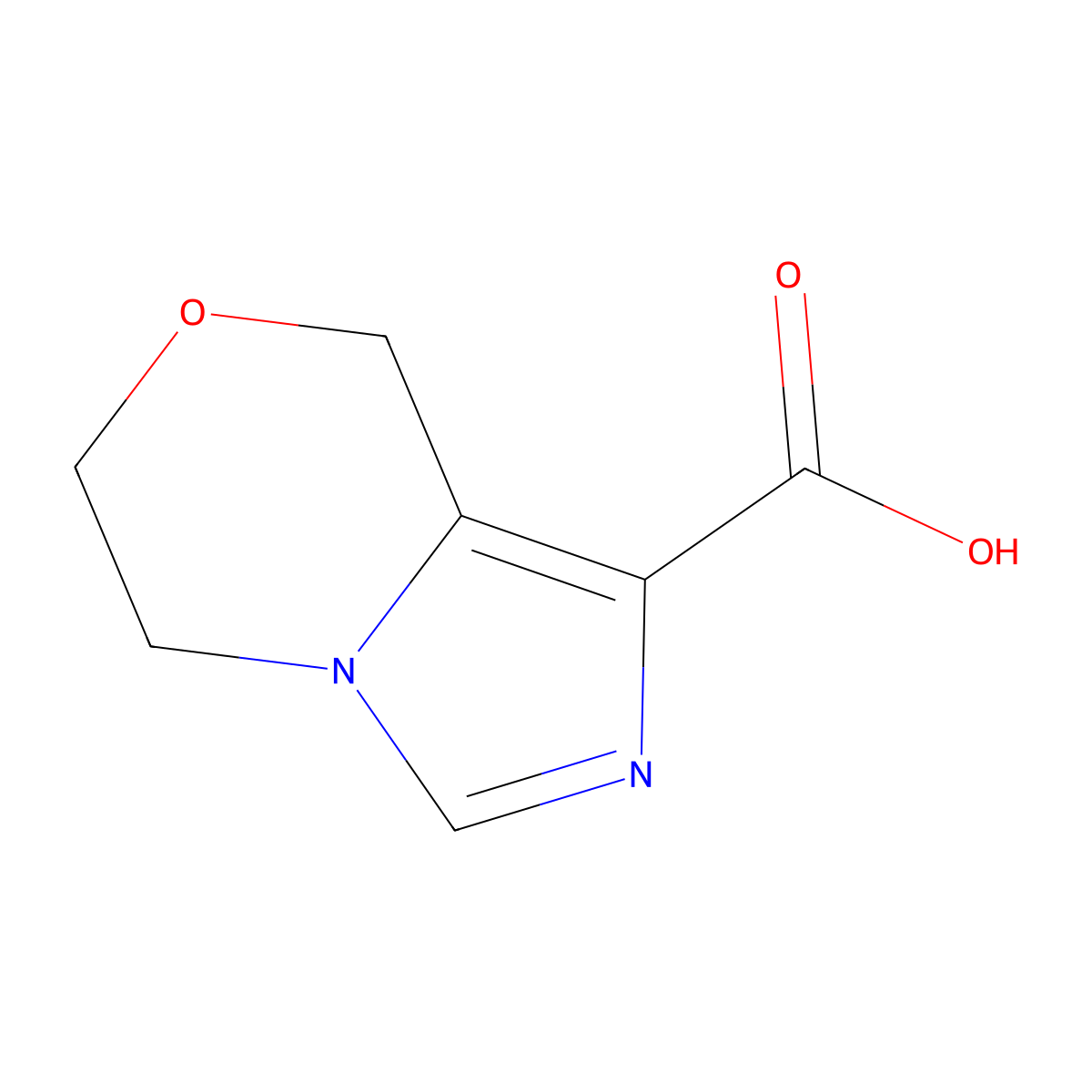 5H,6H,8H-imidazo(4,3-c)(1,4)oxazine-1-carboxylic acid molecular structure, CAS 1367987-96-9