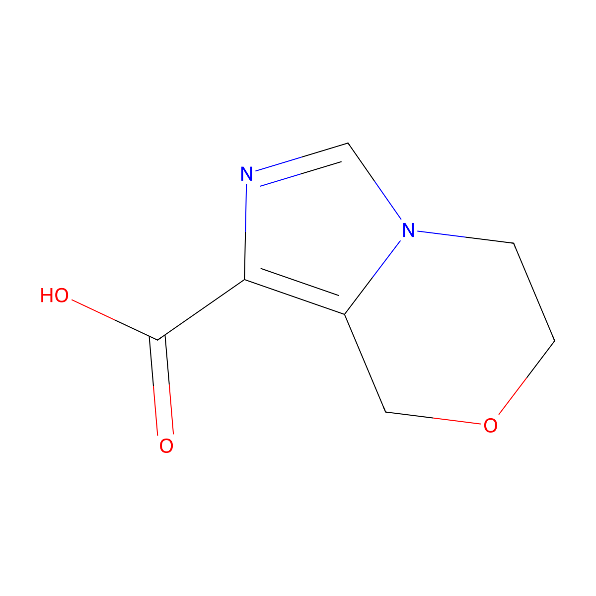 5H,6H,8H-imidazo(4,3-c)(1,4)oxazine-1-carboxylic acid molecular structure, CAS 1367987-96-9
