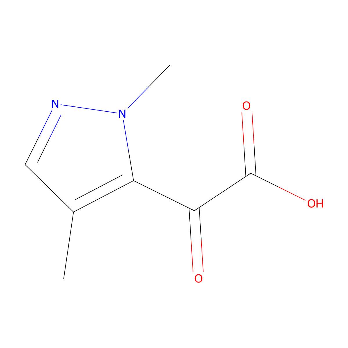 2-(1,4-dimethyl-1H-pyrazol-5-yl)-2-oxoacetic acid molecular structure, CAS 1367988-33-7