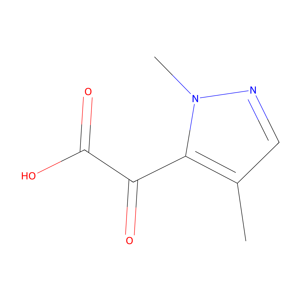 2-(1,4-dimethyl-1H-pyrazol-5-yl)-2-oxoacetic acid molecular structure, CAS 1367988-33-7