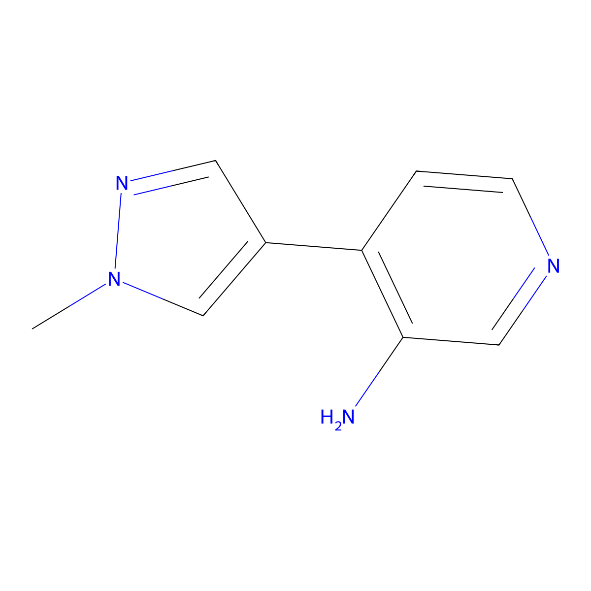 4-(1-methyl-1H-pyrazol-4-yl)pyridin-3-amine molecular structure, CAS 1367992-14-0