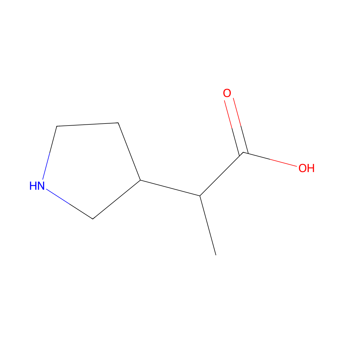 2-(Pyrrolidin-3-yl)propanoic acid molecular structure, CAS 1367992-20-8