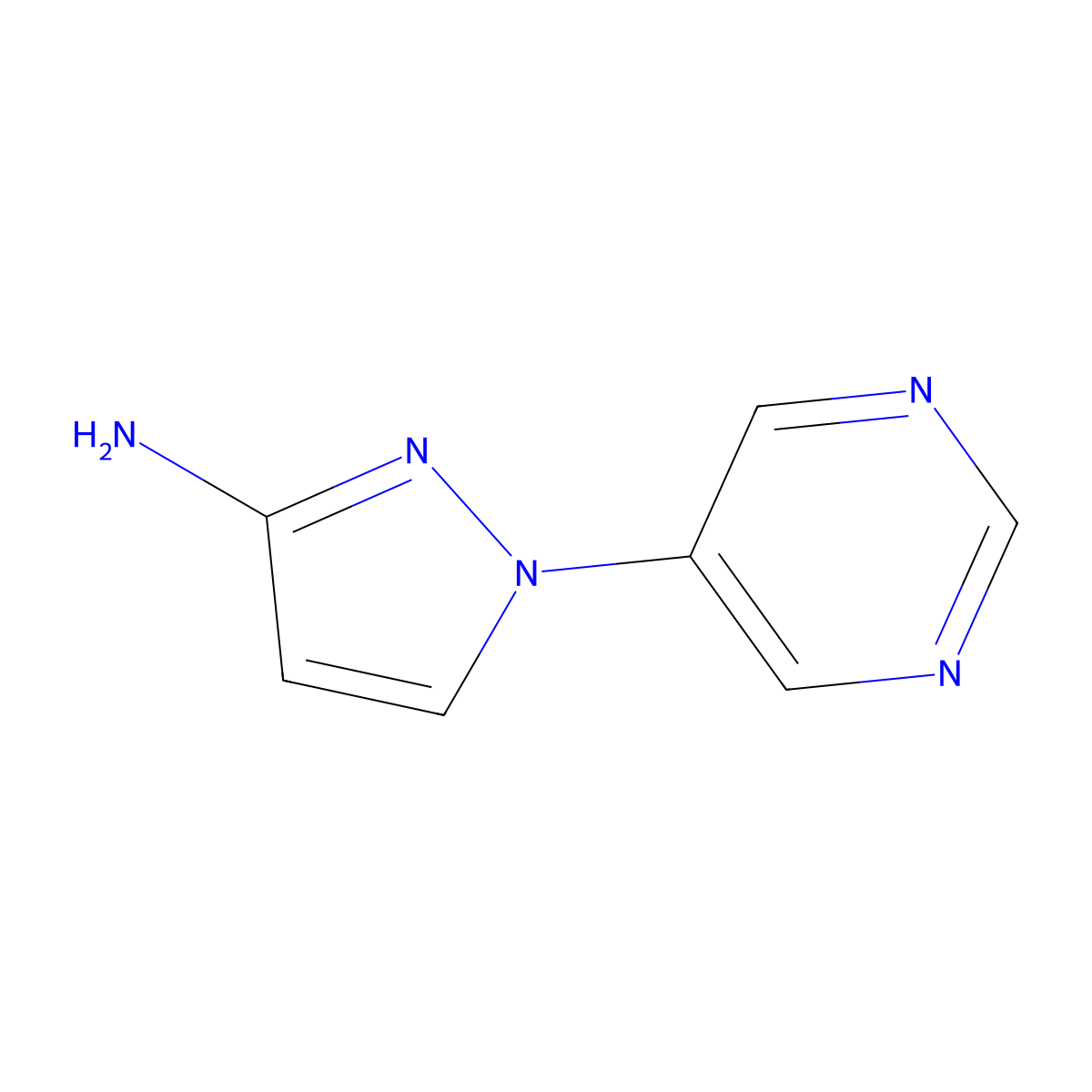 1-(pyrimidin-5-yl)-1H-pyrazol-3-amine molecular structure, CAS 1367992-26-4