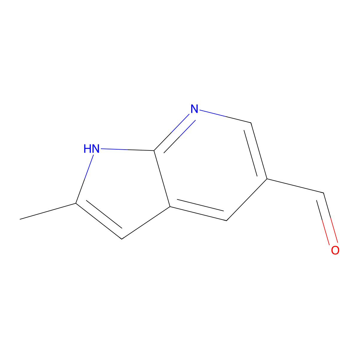 2-methyl-1H-pyrrolo[2,3-b]pyridine-5-carbaldehyde molecular structure, CAS 1367992-83-3