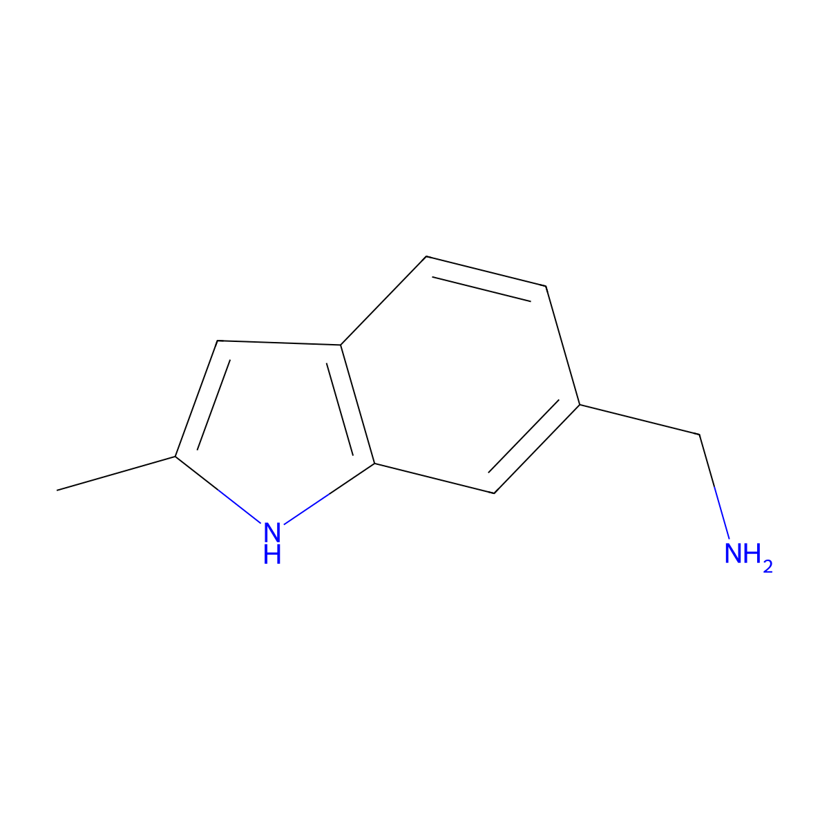 (2-methyl-1H-indol-6-yl)methanamine molecular structure, CAS 1367993-80-3