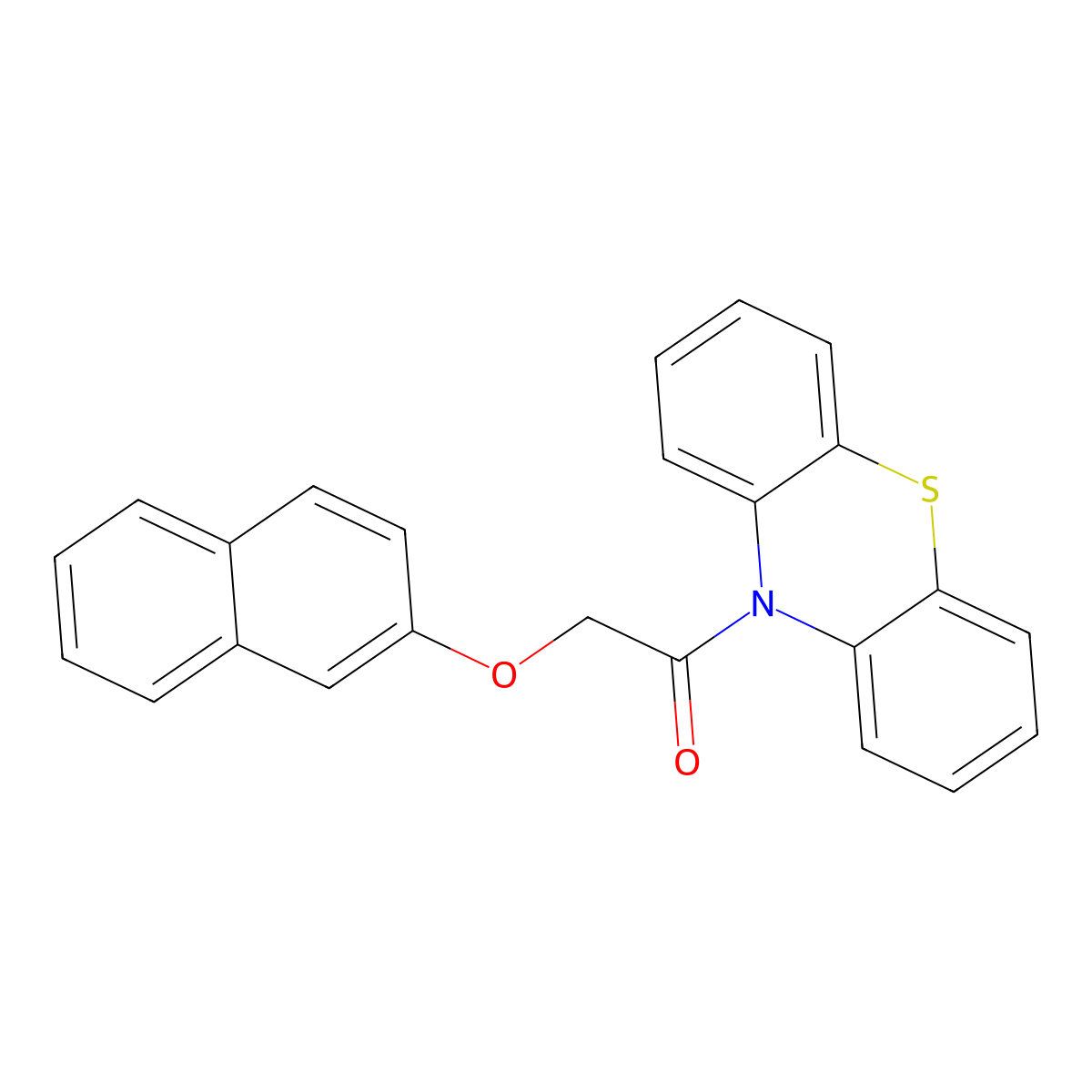 10H-Phenothiazine, 10-((2-naphthalenyloxy)acetyl)- molecular structure, CAS 136801-31-5