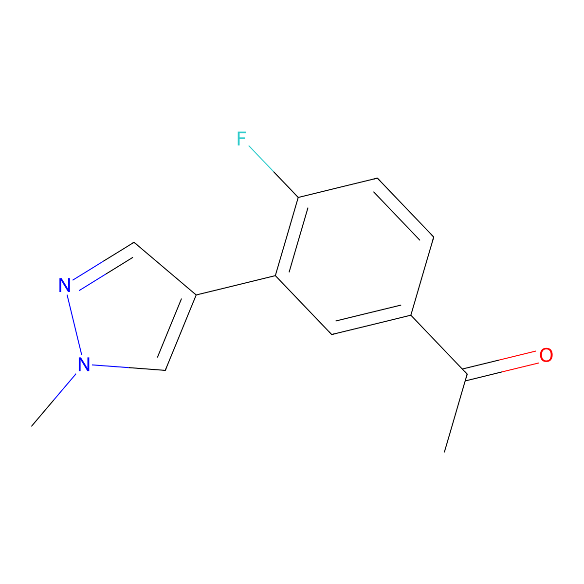 1-[4-Fluoro-3-(1-methylpyrazol-4-yl)phenyl]ethanone molecular structure, CAS 1368019-59-3