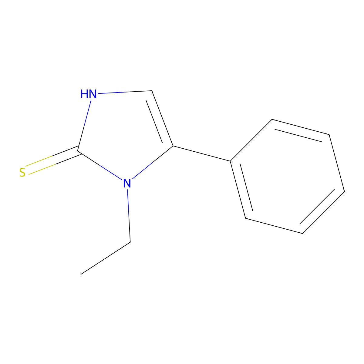 1-ethyl-5-phenyl-1H-imidazole-2-thiol molecular structure, CAS 136802-73-8