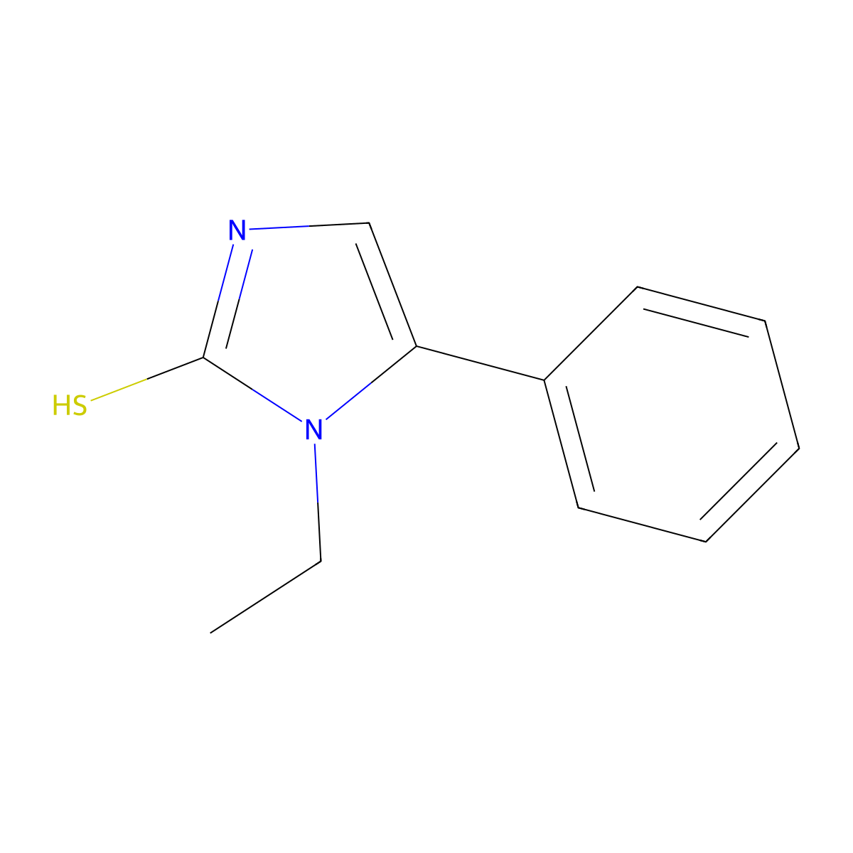 1-ethyl-5-phenyl-1H-imidazole-2-thiol molecular structure, CAS 136802-73-8