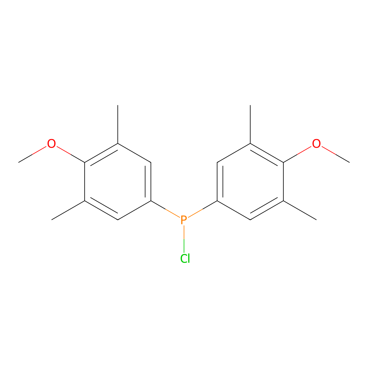 Bis(3,5-dimethyl-4-methoxyphenyl)chlorophosphine molecular structure, CAS 136802-85-2
