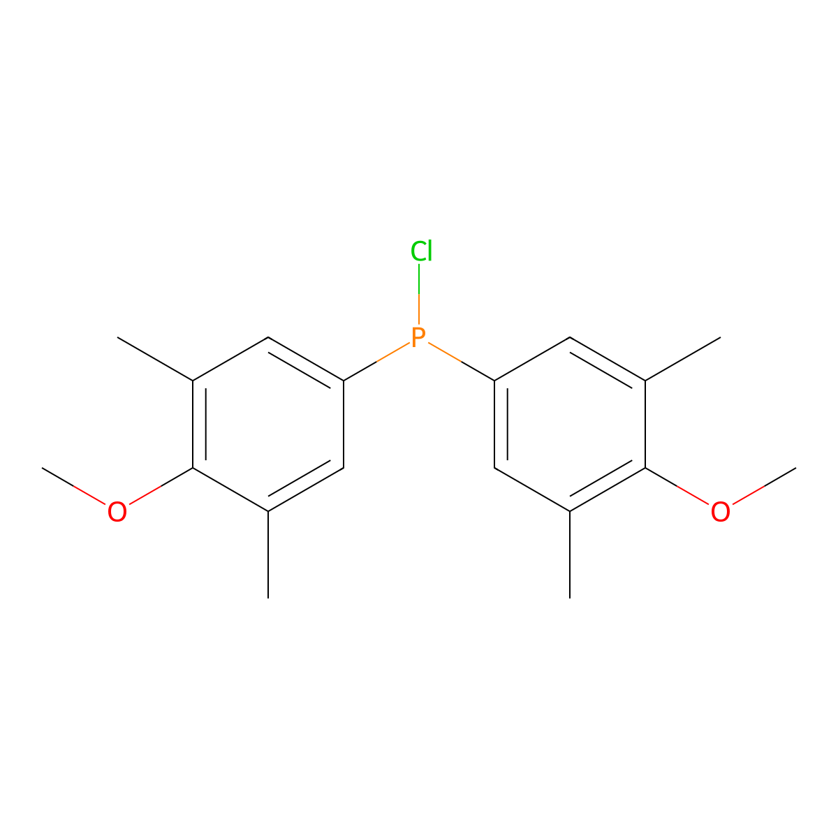 Bis(3,5-dimethyl-4-methoxyphenyl)chlorophosphine molecular structure, CAS 136802-85-2