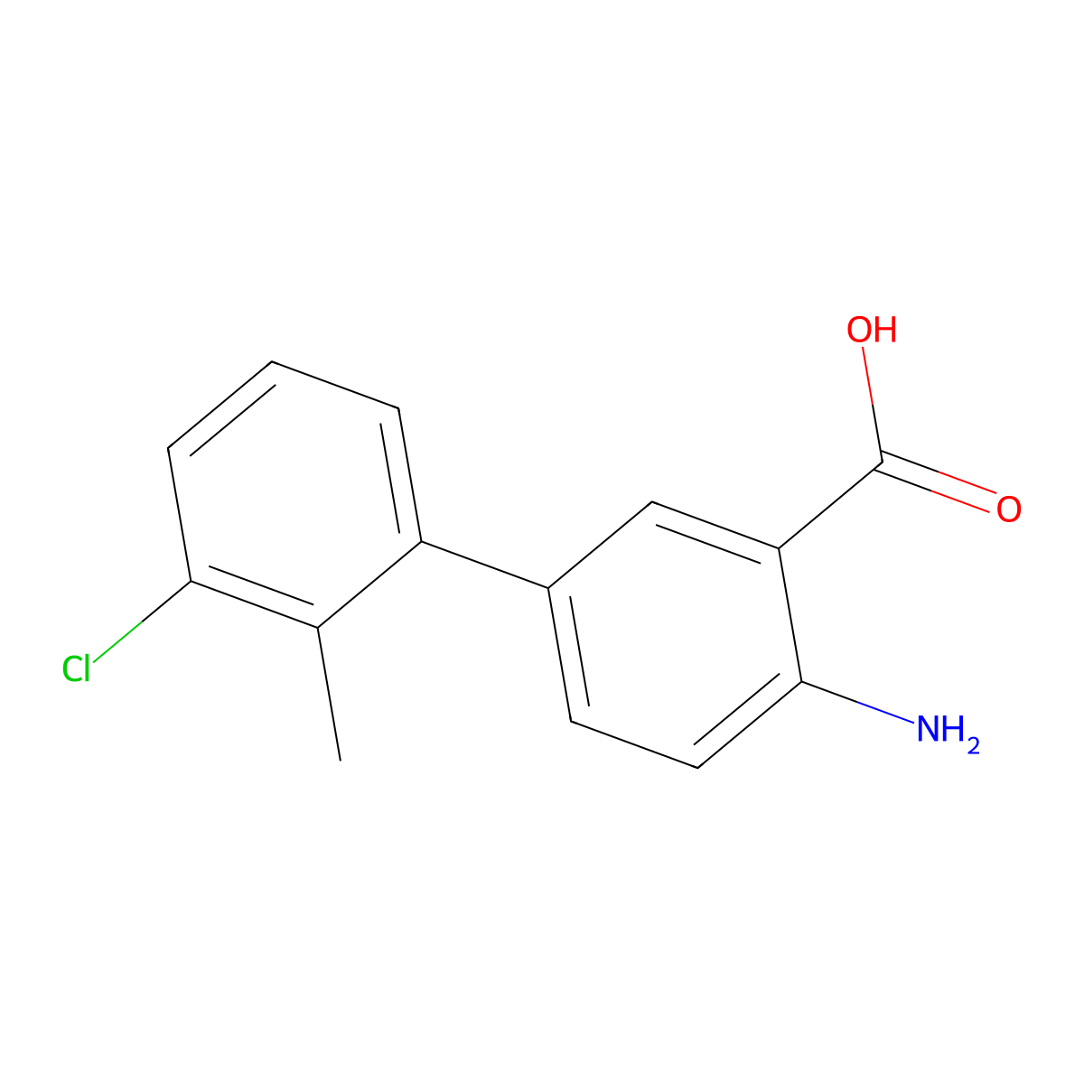 2-Amino-5-(3-chloro-2-methylphenyl)benzoic acid molecular structure, CAS 1368029-29-1