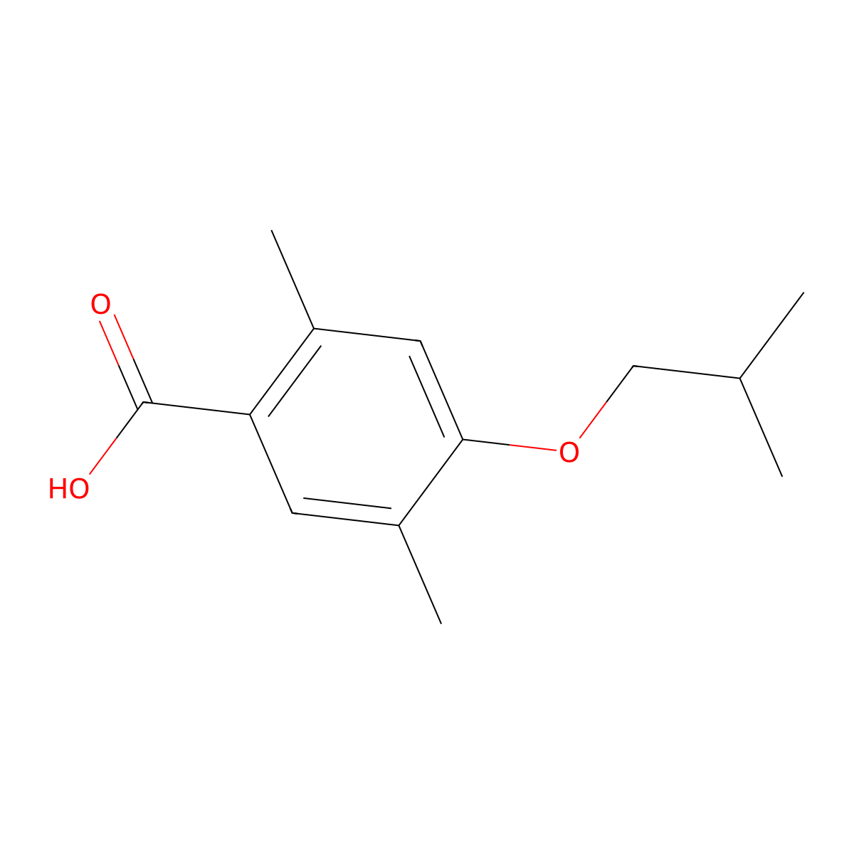 4-Isobutoxy-2,5-dimethylbenzoic acid molecular structure, CAS 1368030-30-1