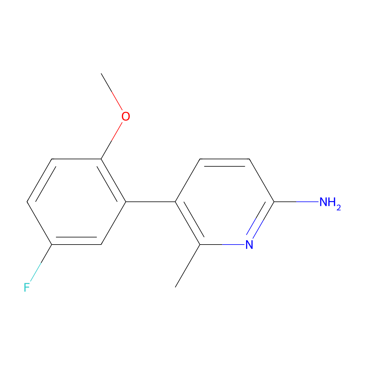 5-(5-Fluoro-2-methoxyphenyl)-6-methyl-2-pyridinamine molecular structure, CAS 1368030-48-1