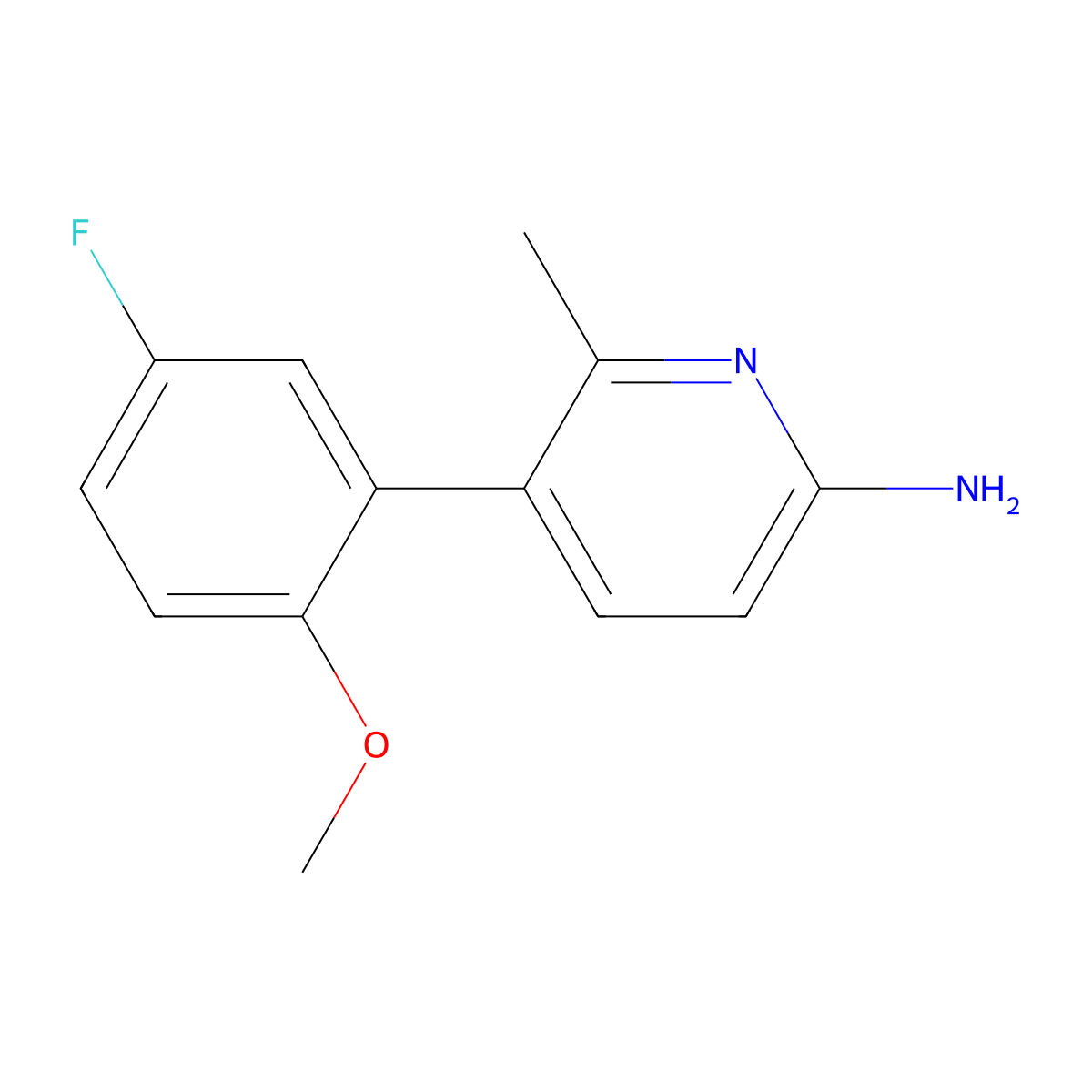 5-(5-Fluoro-2-methoxyphenyl)-6-methyl-2-pyridinamine molecular structure, CAS 1368030-48-1