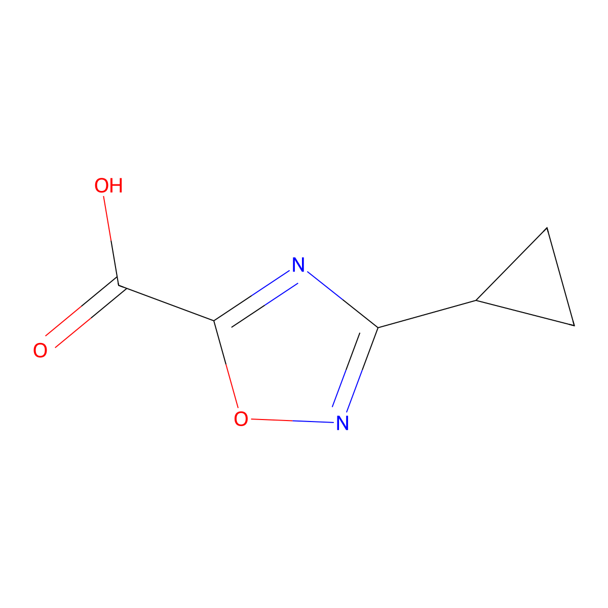 3-Cyclopropyl-1,2,4-oxadiazole-5-carboxylic acid molecular structure, CAS 1368036-77-4