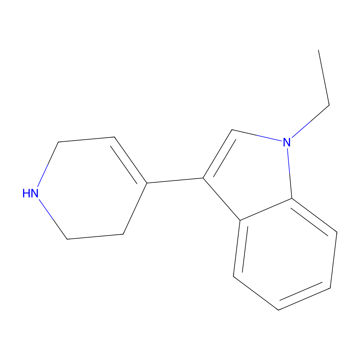 1-ethyl-3-(1,2,3,6-tetrahydropyridin-4-yl)-1H-indole molecular structure, CAS 1368037-49-3