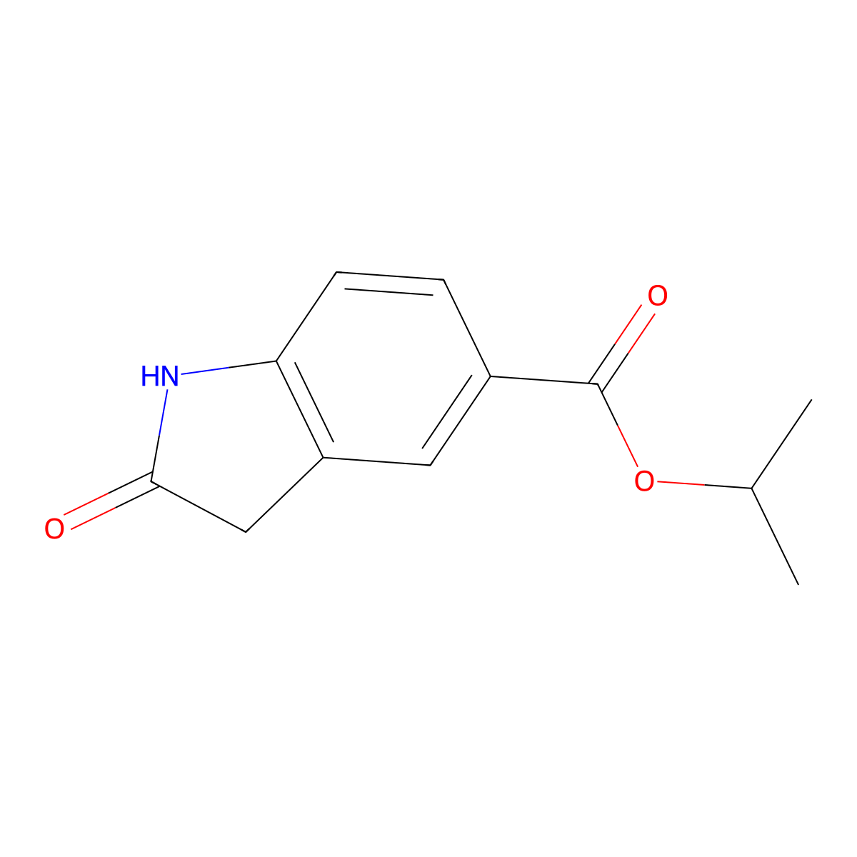 propan-2-yl 2-oxo-2,3-dihydro-1H-indole-5-carboxylate molecular structure, CAS 1368040-13-4