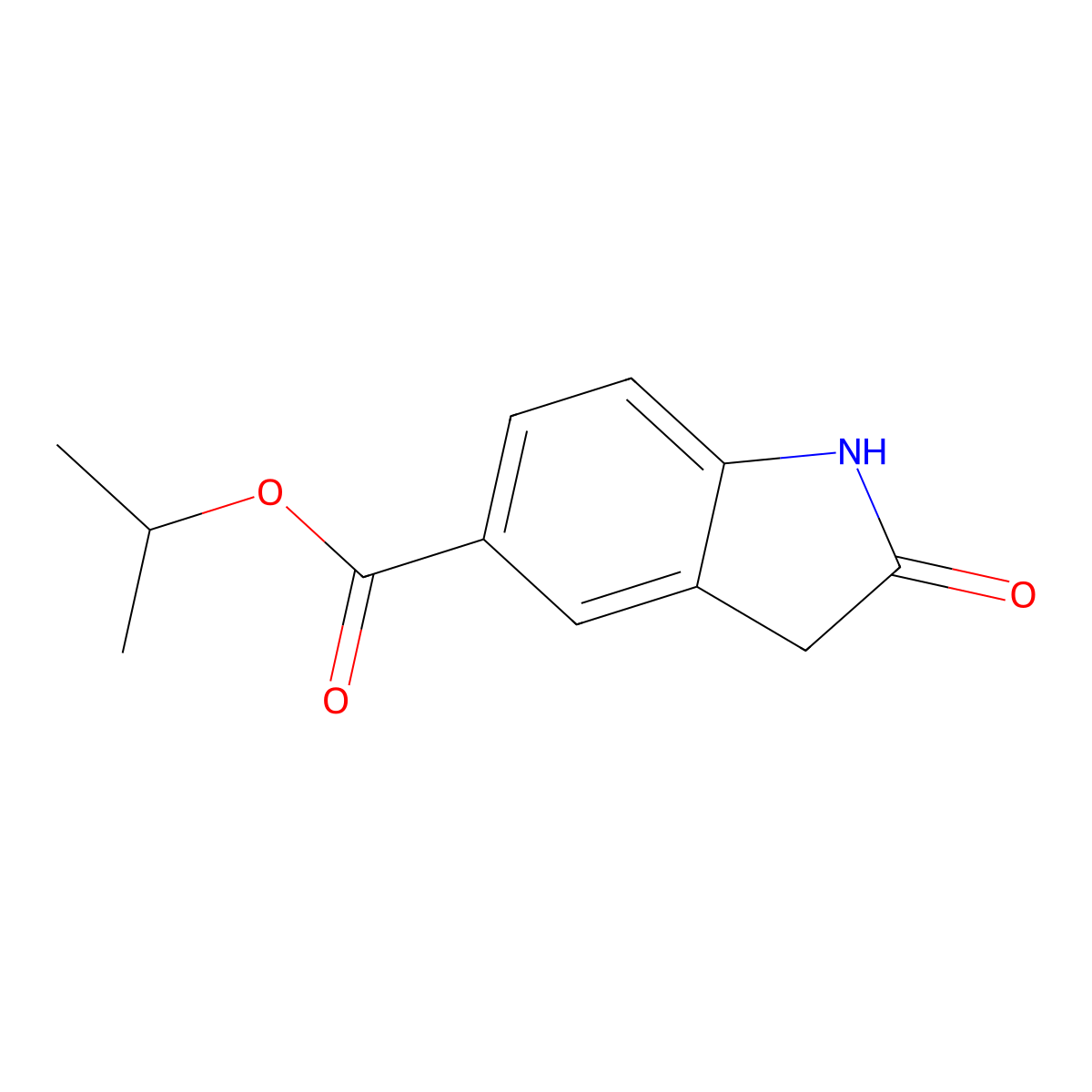 propan-2-yl 2-oxo-2,3-dihydro-1H-indole-5-carboxylate molecular structure, CAS 1368040-13-4