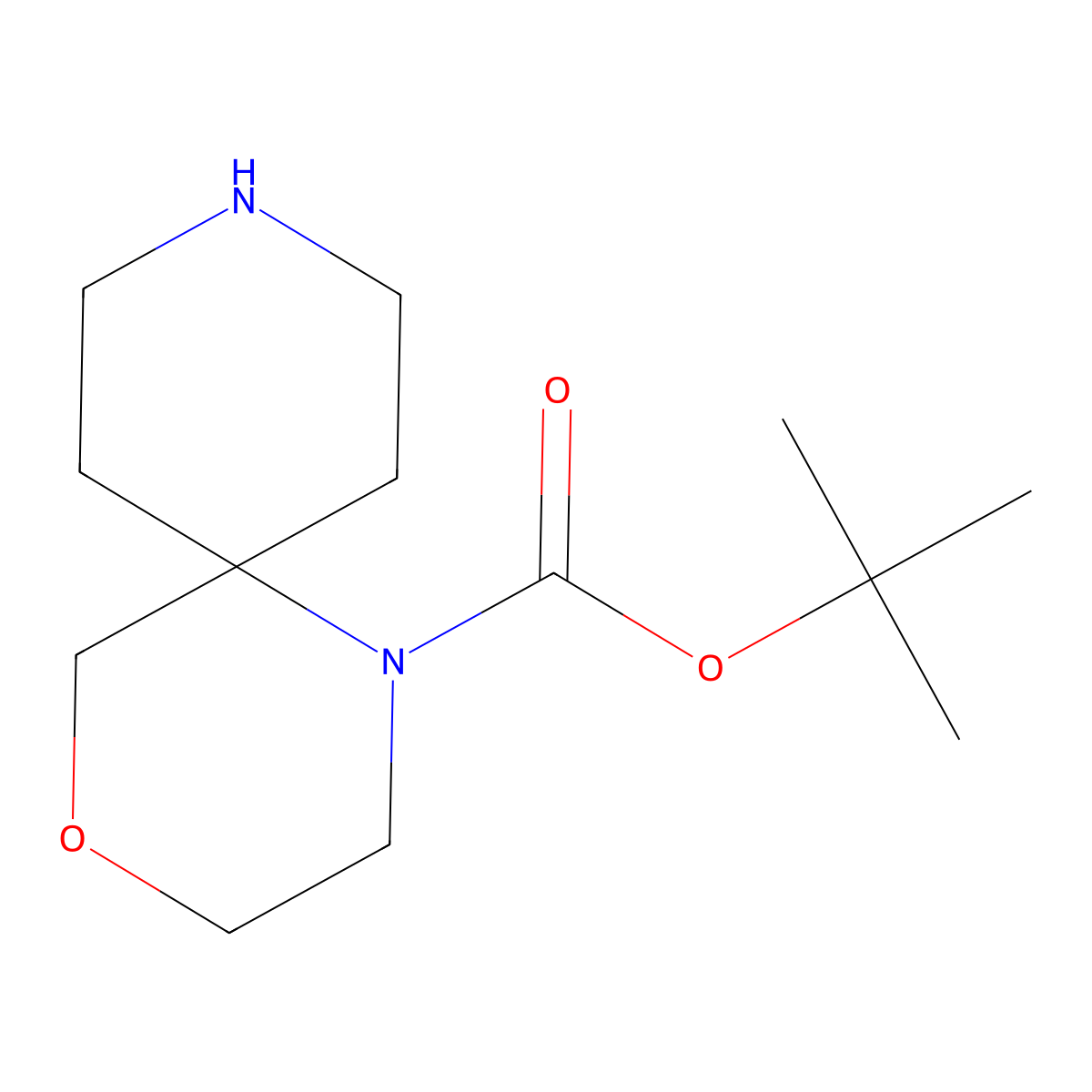 Tert-butyl 4-oxa-1,9-diazaspiro[5.5]undecane-1-carboxylate molecular structure, CAS 1368040-61-2