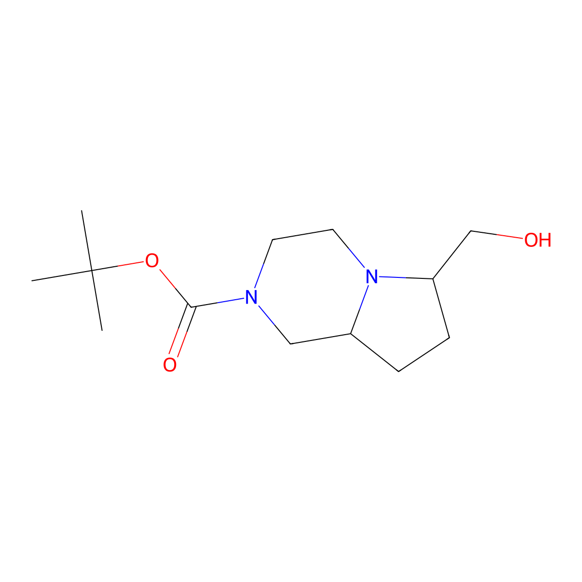 Tert-butyl 6-(hydroxymethyl)-octahydropyrrolo[1,2-a]piperazine-2-carboxylate molecular structure, CAS 1368040-67-8