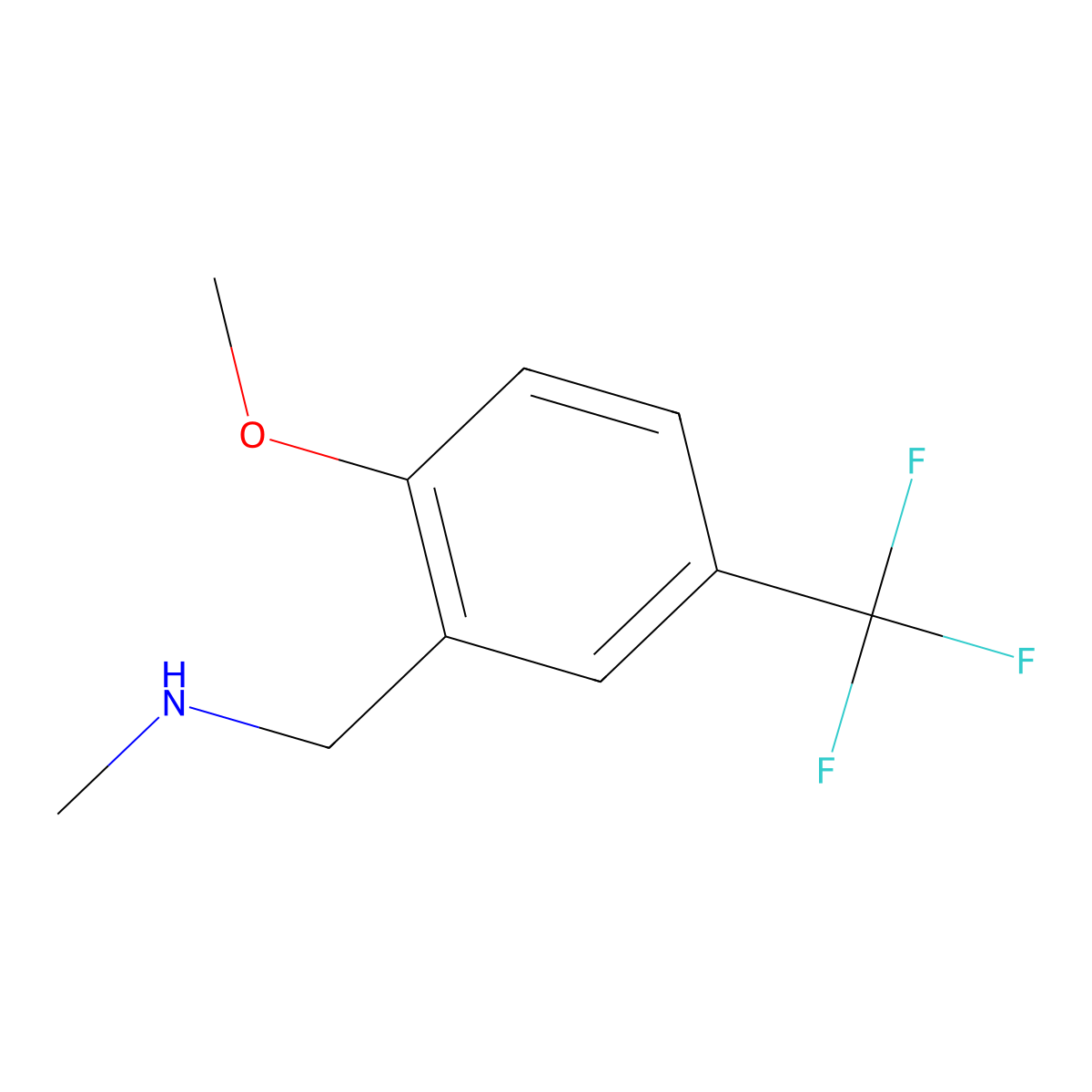 {[2-Methoxy-5-(trifluoromethyl)phenyl]methyl}(methyl)amine molecular structure, CAS 1368043-09-7