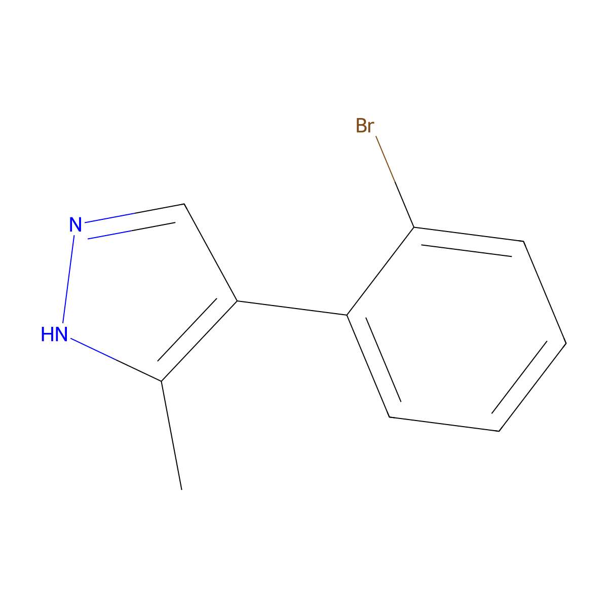 4-(2-bromophenyl)-3-methyl-1H-pyrazole molecular structure, CAS 1368048-62-7