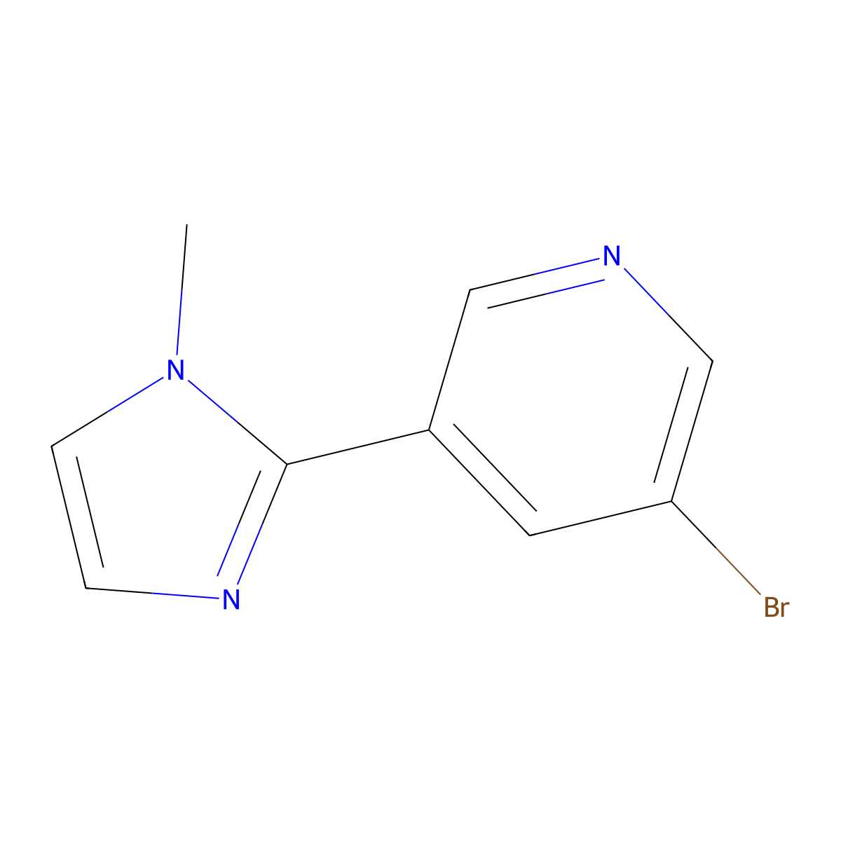 3-bromo-5-(1-methyl-1H-imidazol-2-yl)pyridine molecular structure, CAS 1368049-50-6