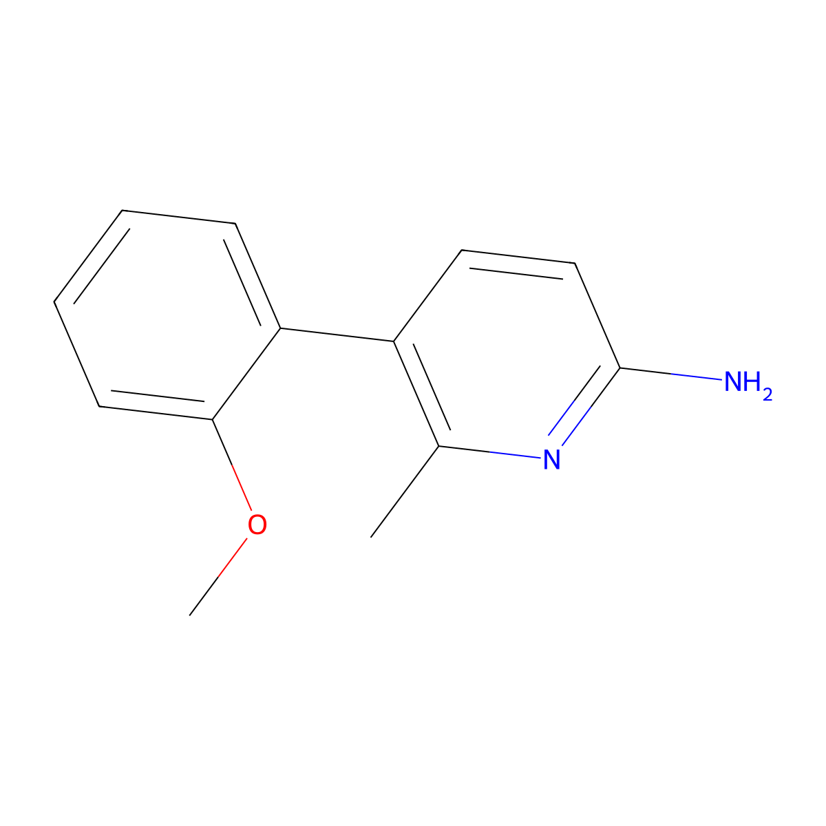 5-(2-Methoxyphenyl)-6-methyl-2-pyridinamine molecular structure, CAS 1368049-71-1