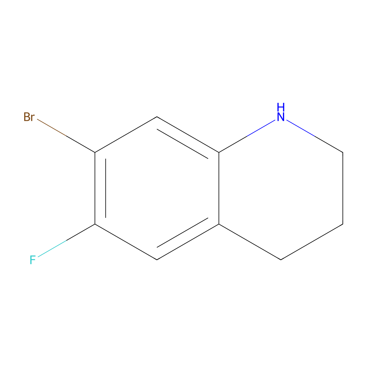 7-Bromo-6-fluoro-1,2,3,4-tetrahydroquinoline molecular structure, CAS 1368053-66-0