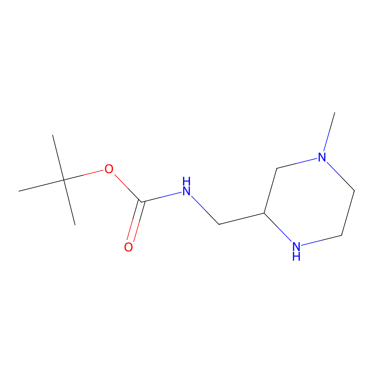 tert-butyl N-[(4-methylpiperazin-2-yl)methyl]carbamate molecular structure, CAS 1368054-23-2