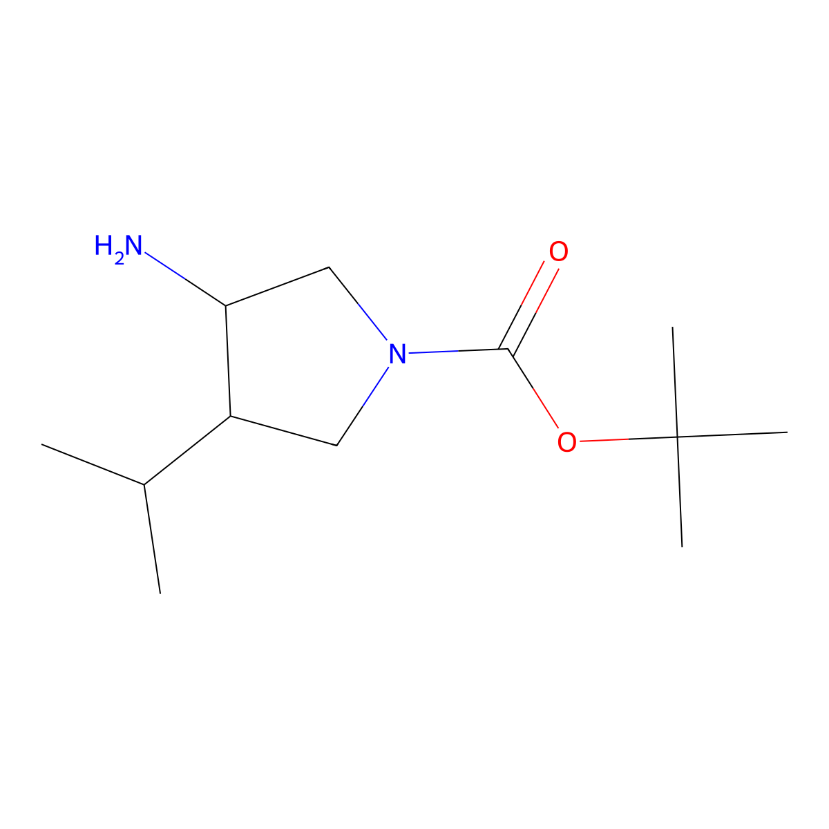 Tert-butyl 3-amino-4-isopropyl-pyrrolidine-1-carboxylate molecular structure, CAS 1368054-92-5