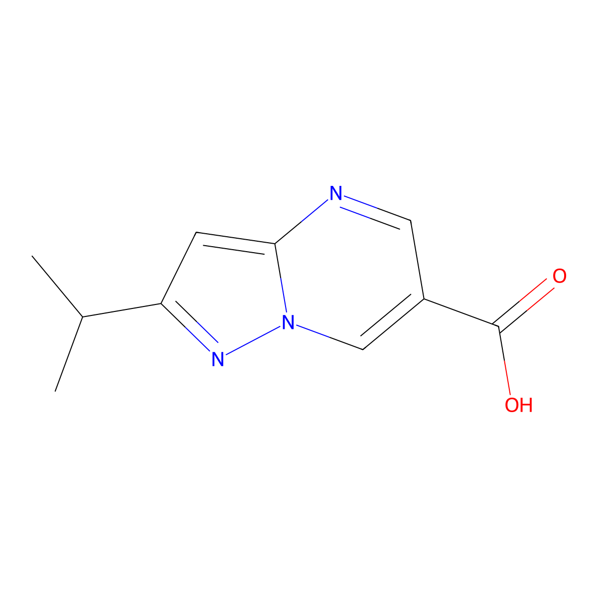 2-Isopropylpyrazolo[1,5-a]pyrimidine-6-carboxylic acid molecular structure, CAS 1368058-30-3