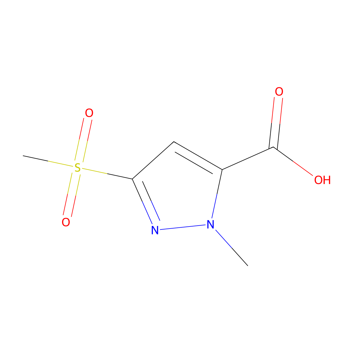 3-methanesulfonyl-1-methyl-1H-pyrazole-5-carboxylic acid molecular structure, CAS 1368062-67-2