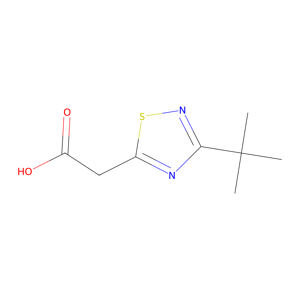 2-(3-Tert-butyl-1,2,4-thiadiazol-5-yl)acetic acid molecular structure, CAS 1368065-22-8