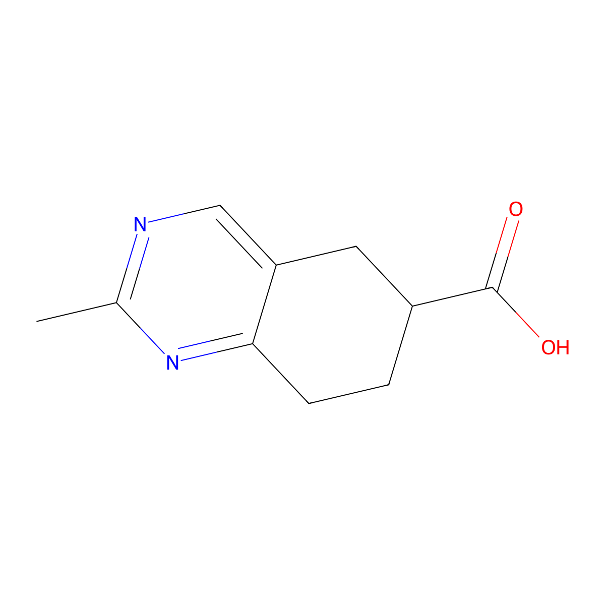 2-Methyl-5,6,7,8-tetrahydroquinazoline-6-carboxylic acid molecular structure, CAS 1368072-02-9