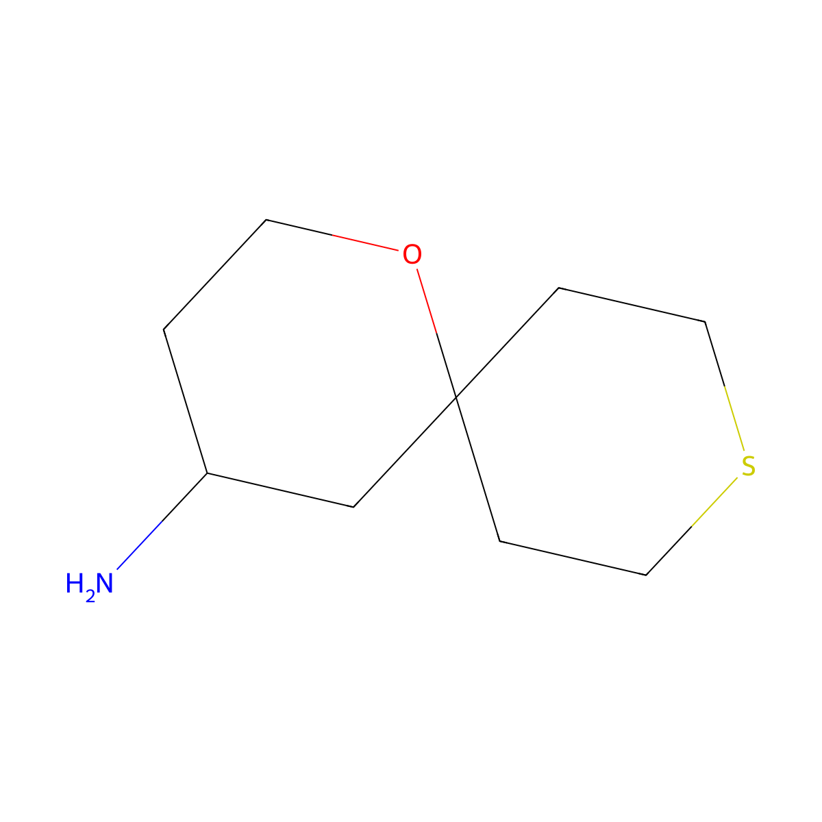 1-Oxa-9-thiaspiro[5.5]undecan-4-amine molecular structure, CAS 1368086-72-9