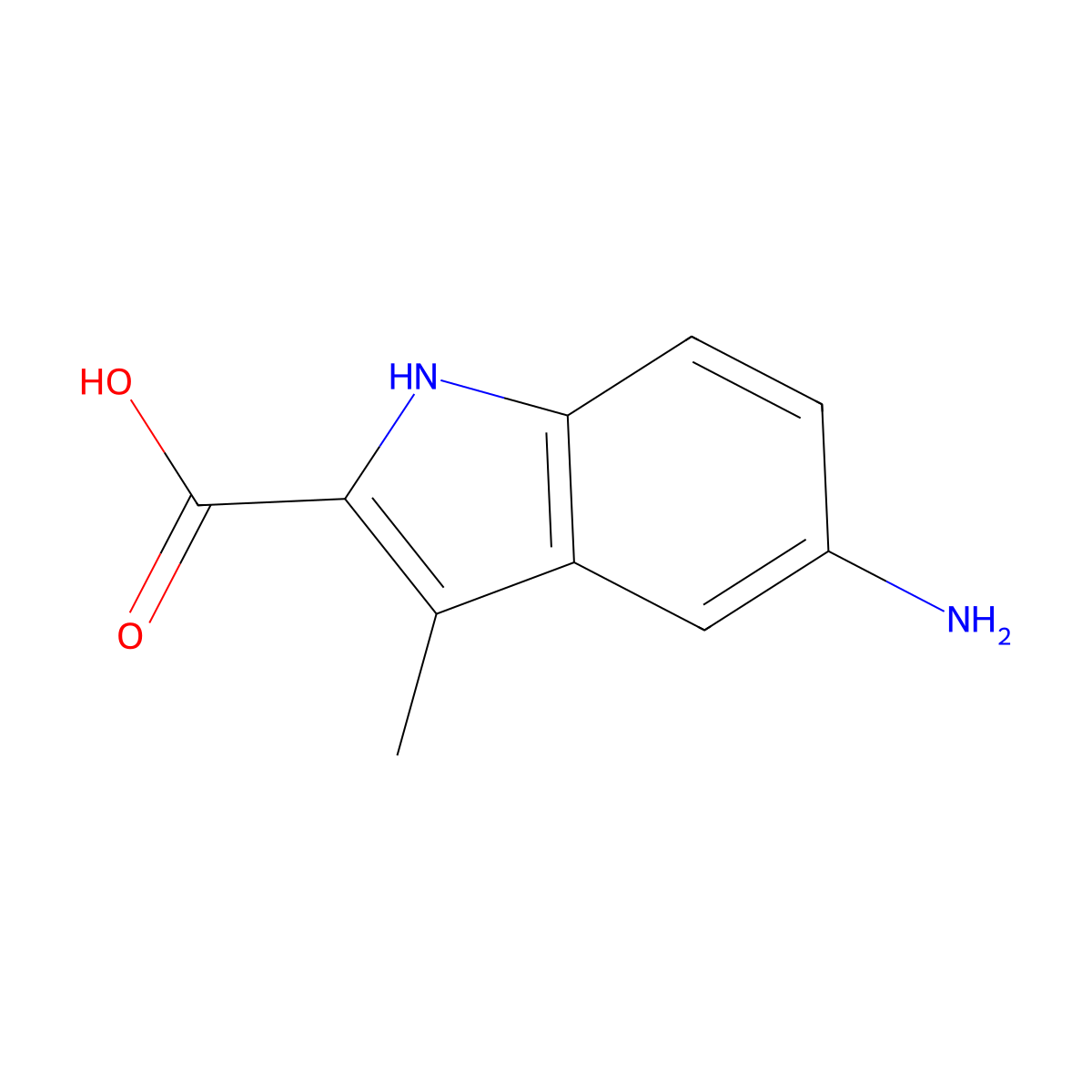 5-amino-3-methyl-1H-indole-2-carboxylic acid molecular structure, CAS 1368088-39-4