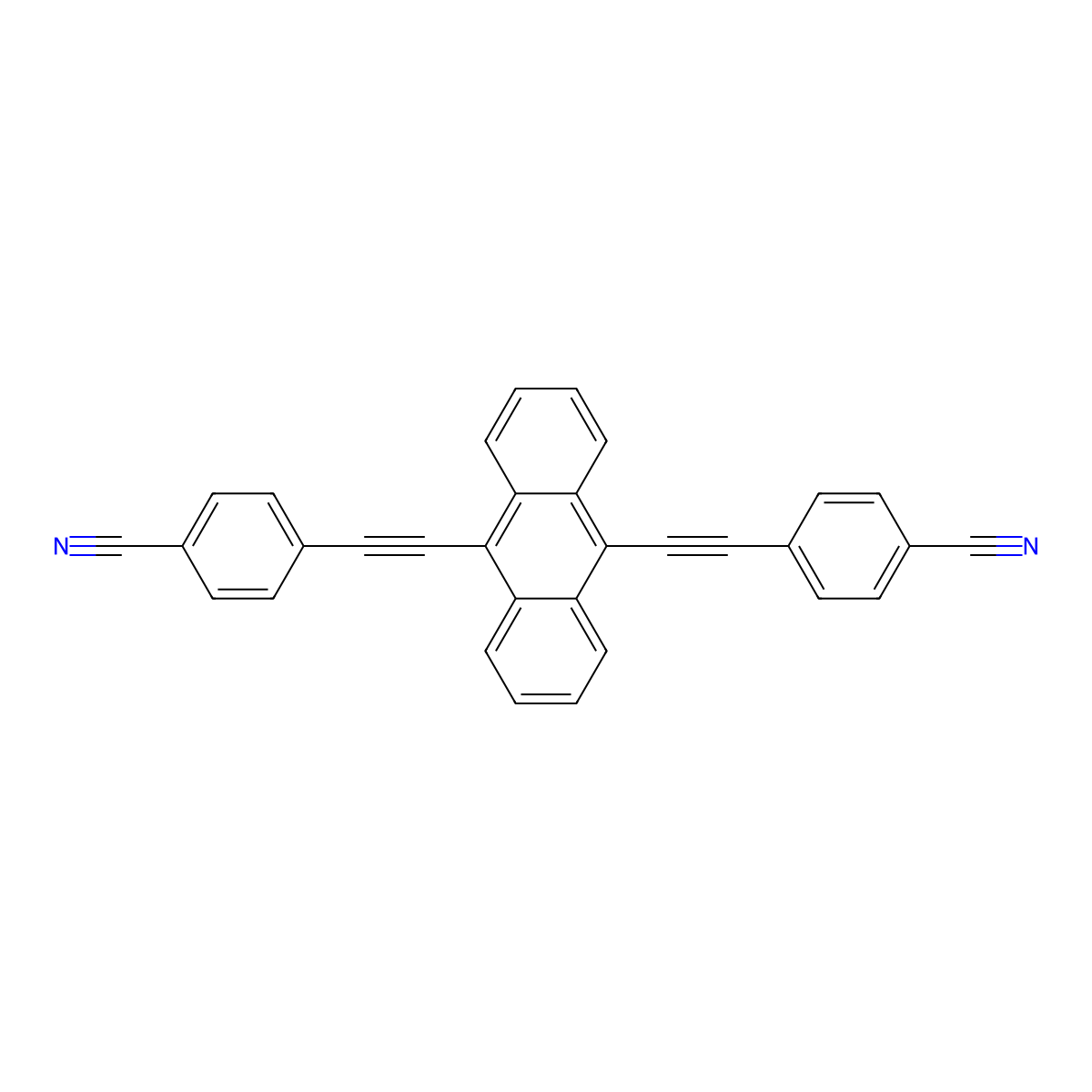 9,10-Bis(4-cyanophenylethynyl)anthracene molecular structure, CAS 136809-42-2