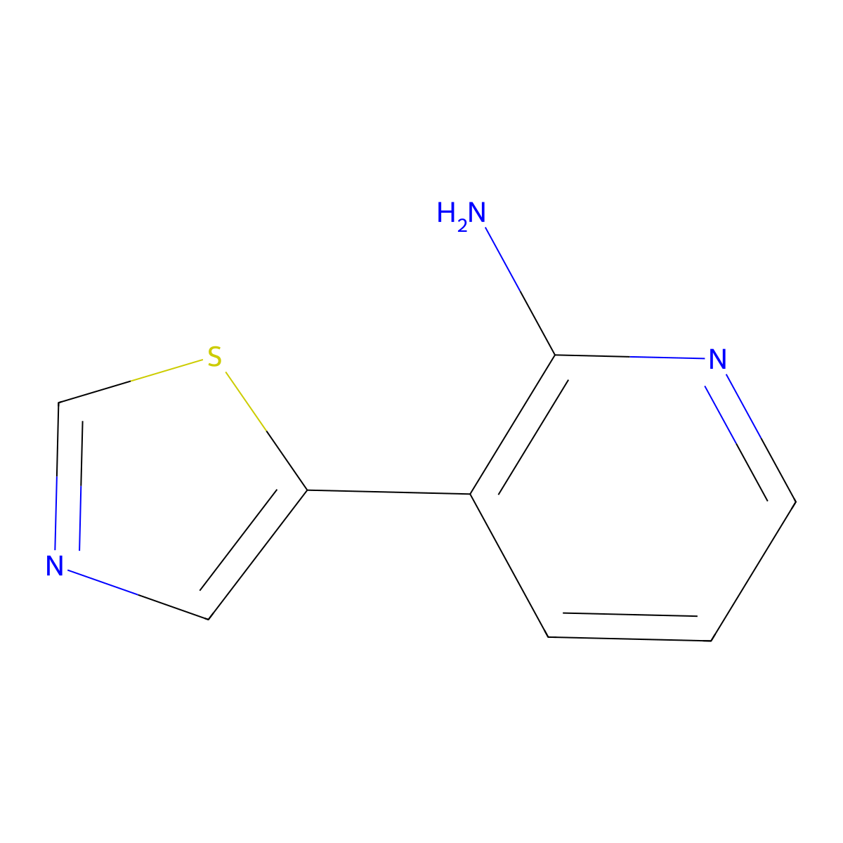 3-(1,3-Thiazol-5-yl)pyridin-2-amine molecular structure, CAS 1368100-37-1
